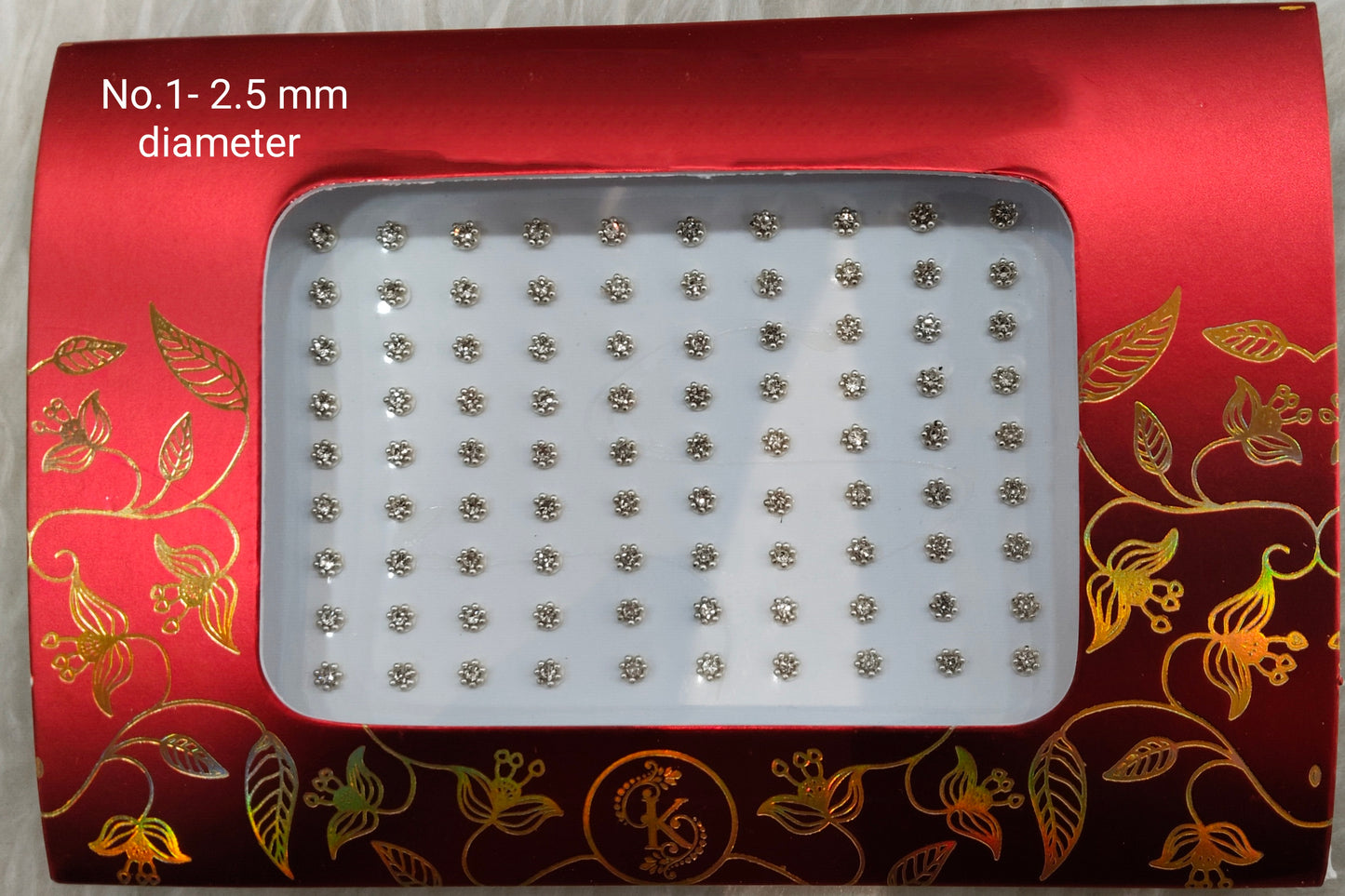 Indian Round Bindis Tattoo Sticker Silver Bollywood Card