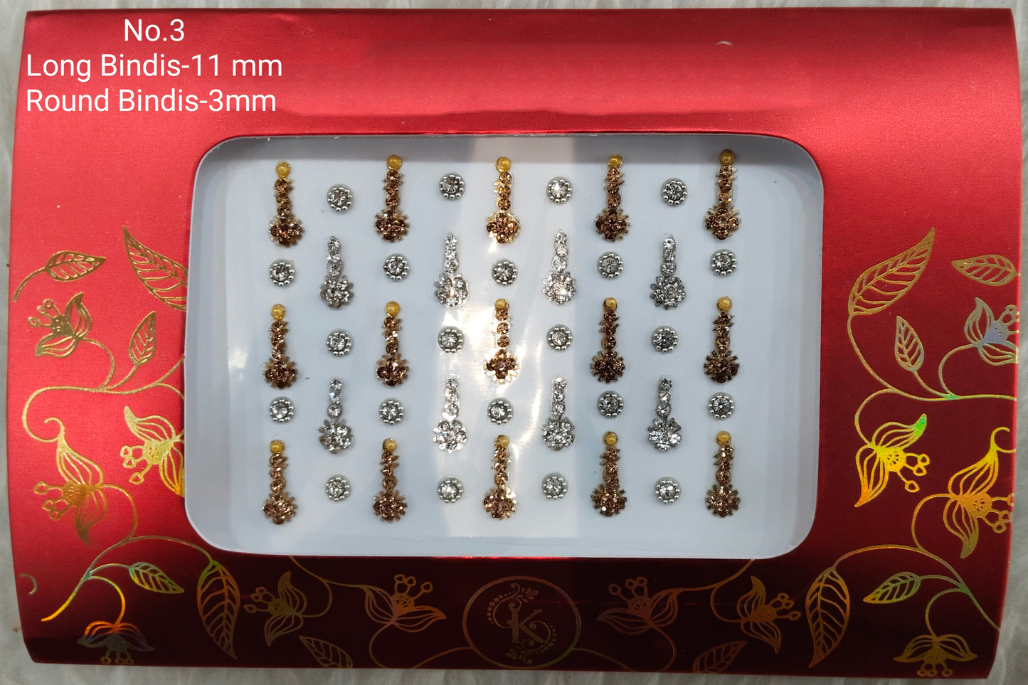 Indian Long Round Bindis Tattoo Sticker Silver Gold Bollywood Card