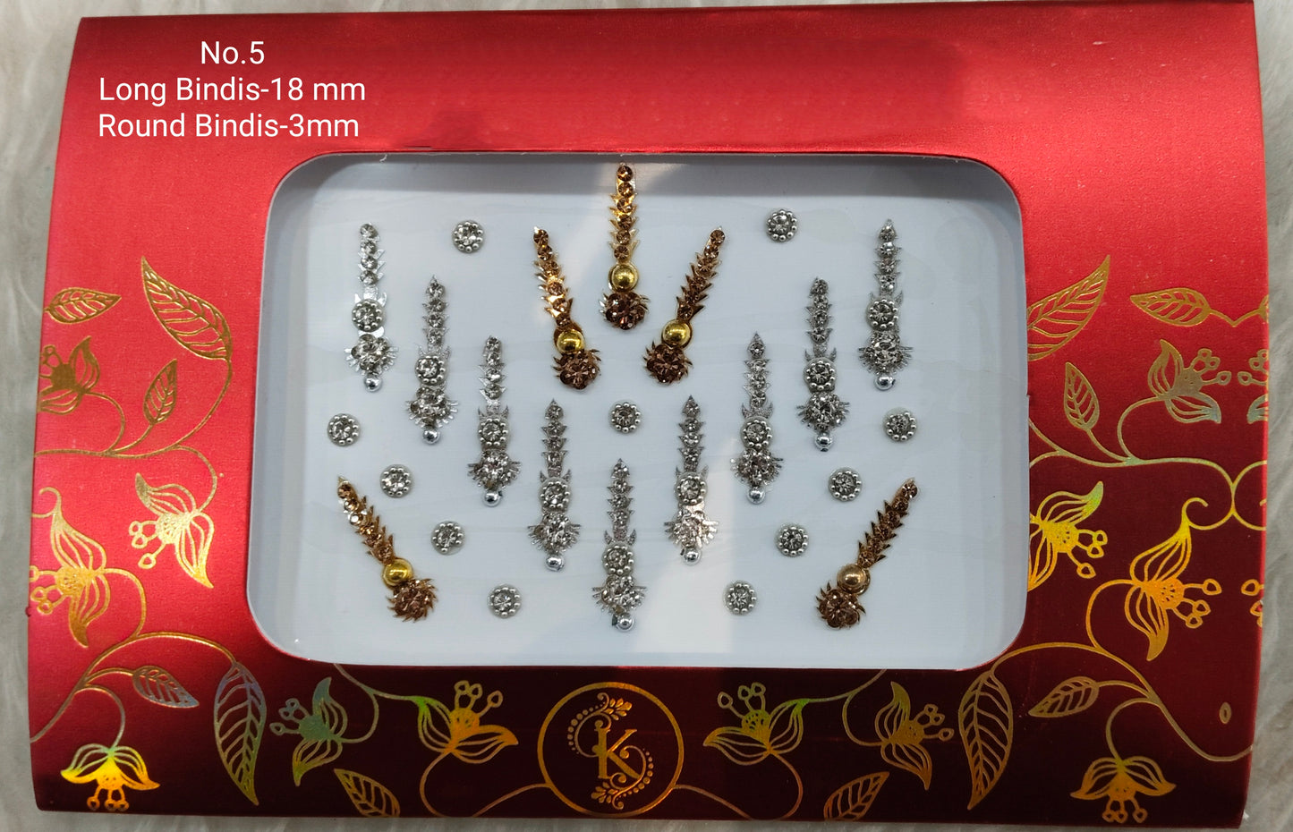 Indian Long Round Bindis Tattoo Sticker Silver Gold Bollywood Card