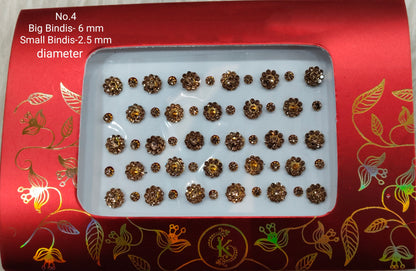 Indian Round Bindis Tattoo Sticker Gold Bollywood Card