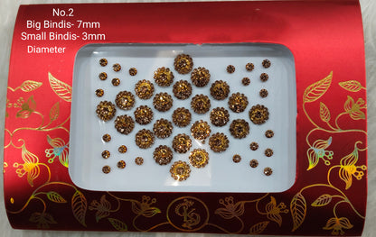 Indian Round Bindis Tattoo Sticker Gold Bollywood Card