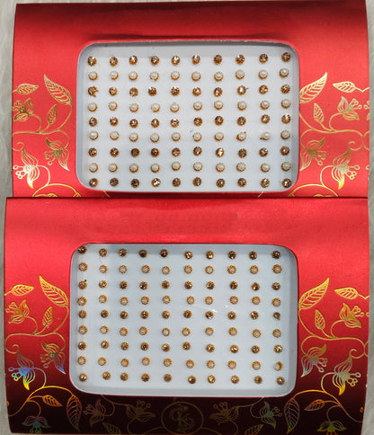 Indian Round Bindis Tattoo Sticker Gold White Bollywood Card