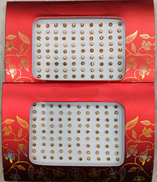 Indian Round Bindis Tattoo Sticker Gold White Bollywood Card