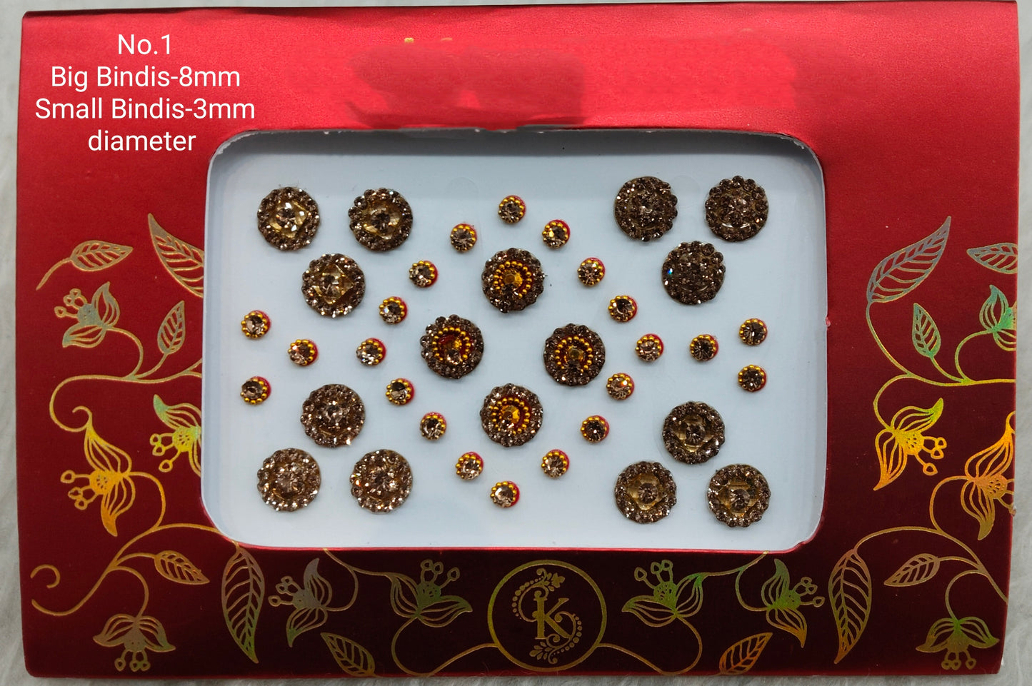 Indian Round Bindis Tattoo Sticker Gold Bollywood Card