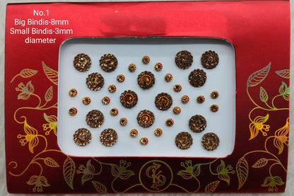 Indian Round Bindis Tattoo Sticker Gold Bollywood Card