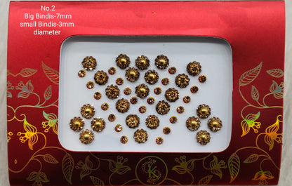 Indian Round Bindis Tattoo Sticker Gold Bollywood Card