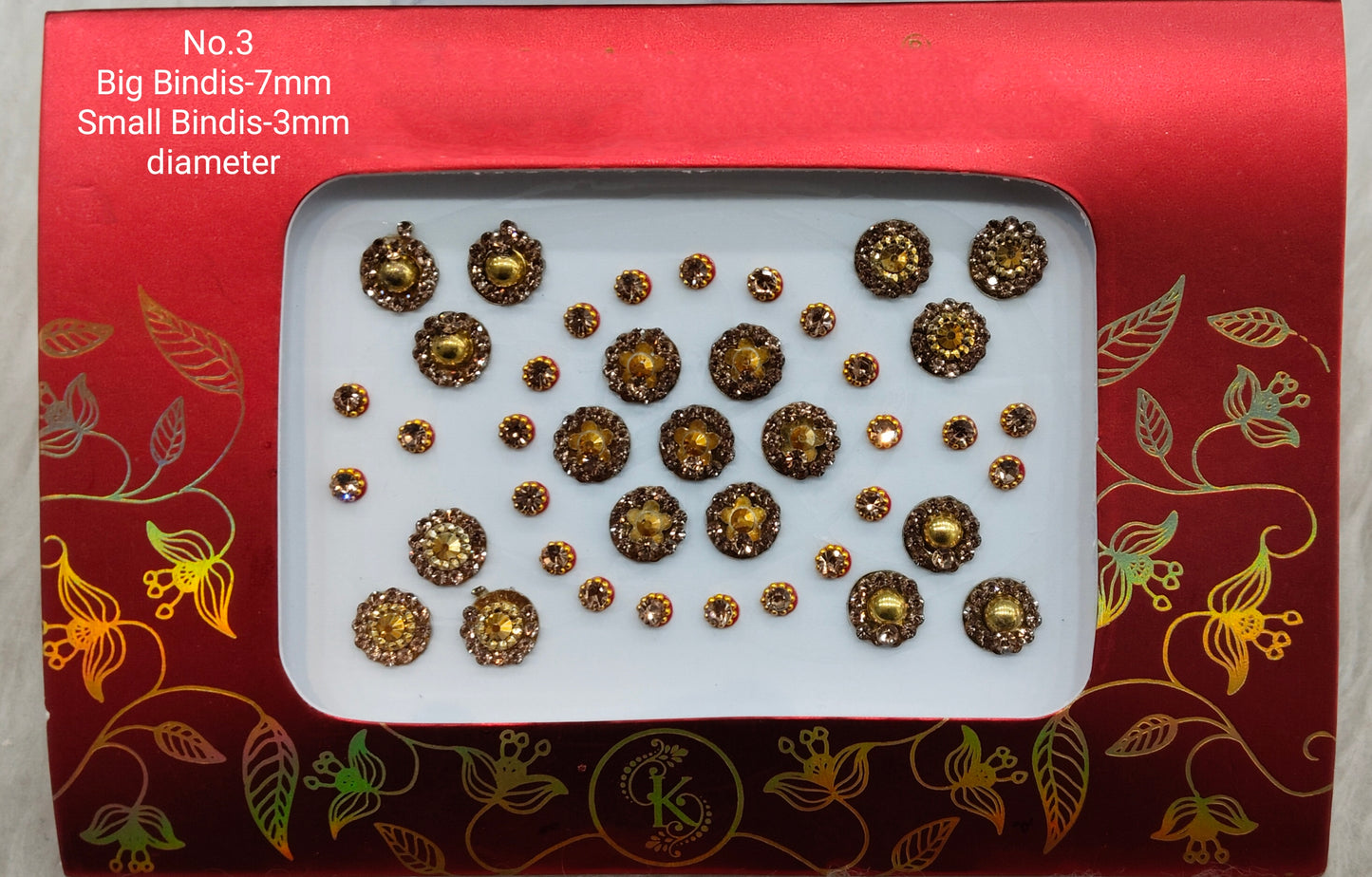 Indian Round Bindis Tattoo Sticker Gold Bollywood Card