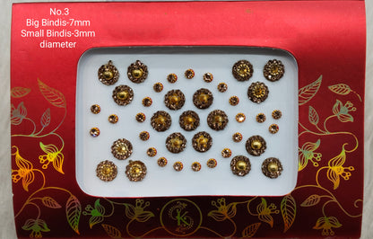 Indian Round Bindis Tattoo Sticker Gold Bollywood Card