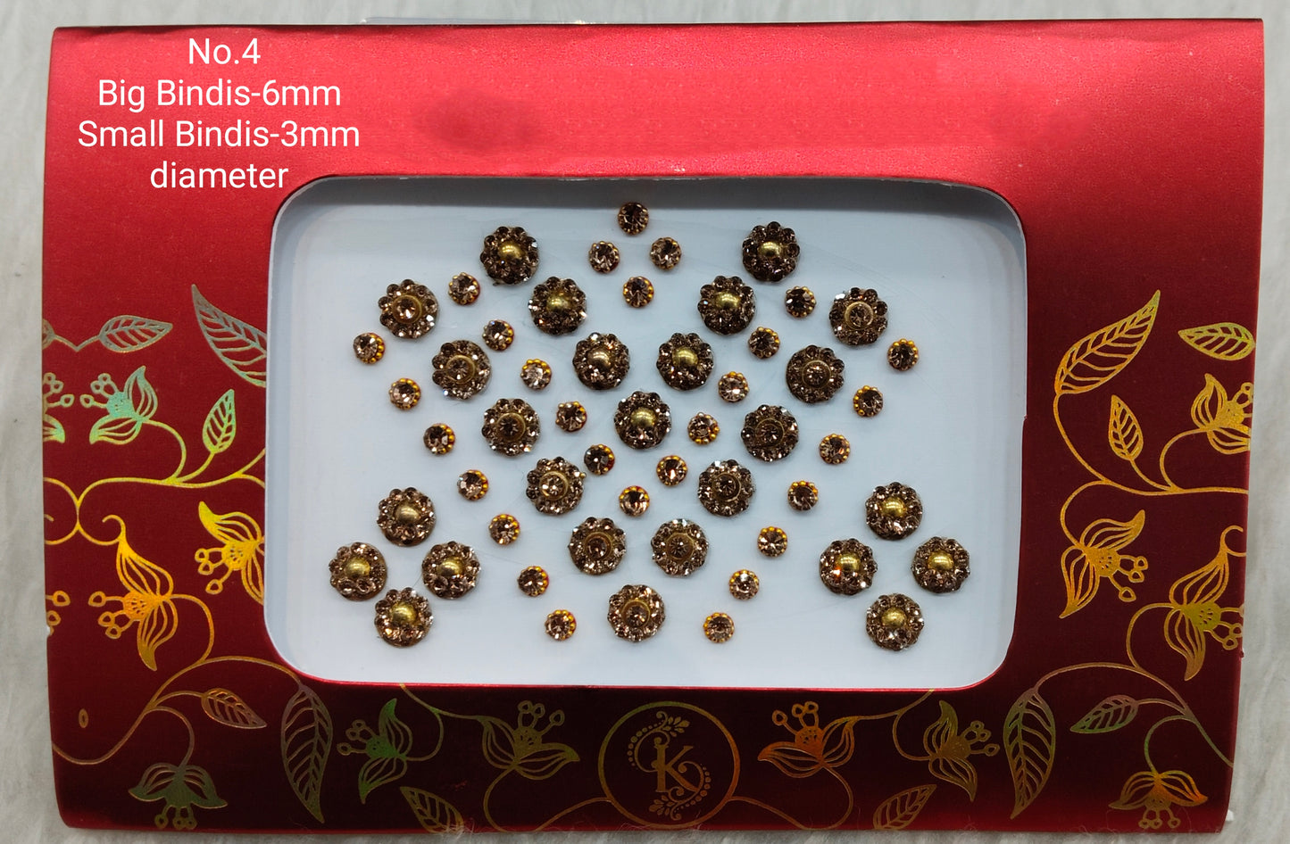 Indian Round Bindis Tattoo Sticker Gold Bollywood Card