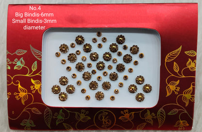 Indian Round Bindis Tattoo Sticker Gold Bollywood Card