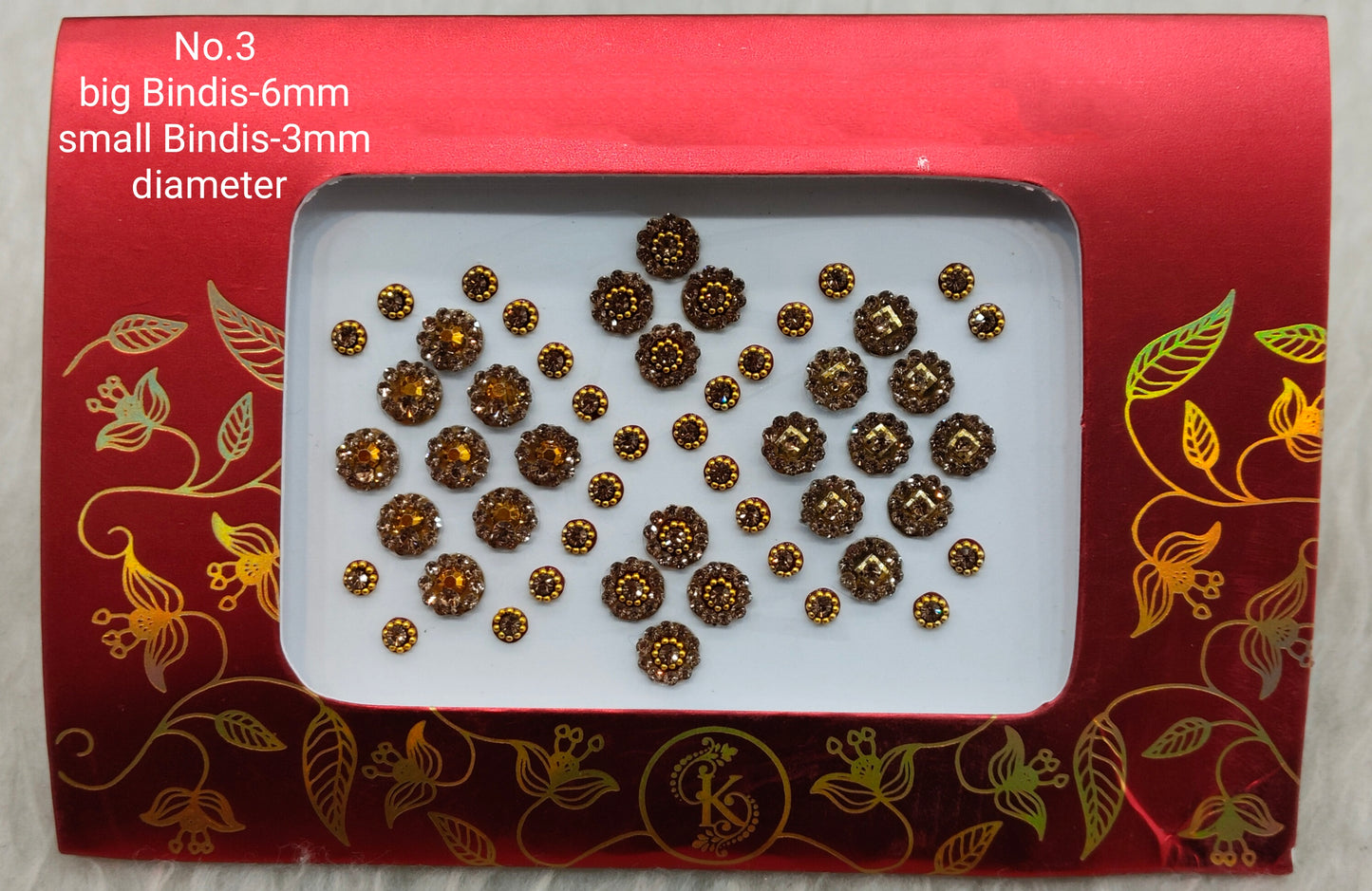 Indian Round Bindis Tattoo Sticker Gold Bollywood Card