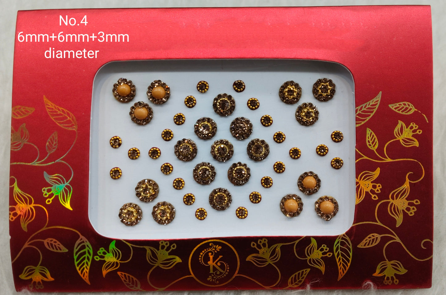 Indian Round Bindis Tattoo Sticker Gold Bollywood Card