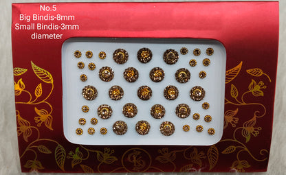 Indian Round Bindis Tattoo Sticker Gold Bollywood Card