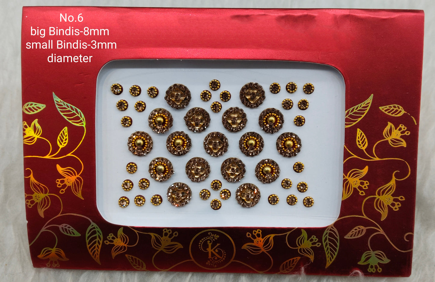 Indian Round Bindis Tattoo Sticker Gold Bollywood Card