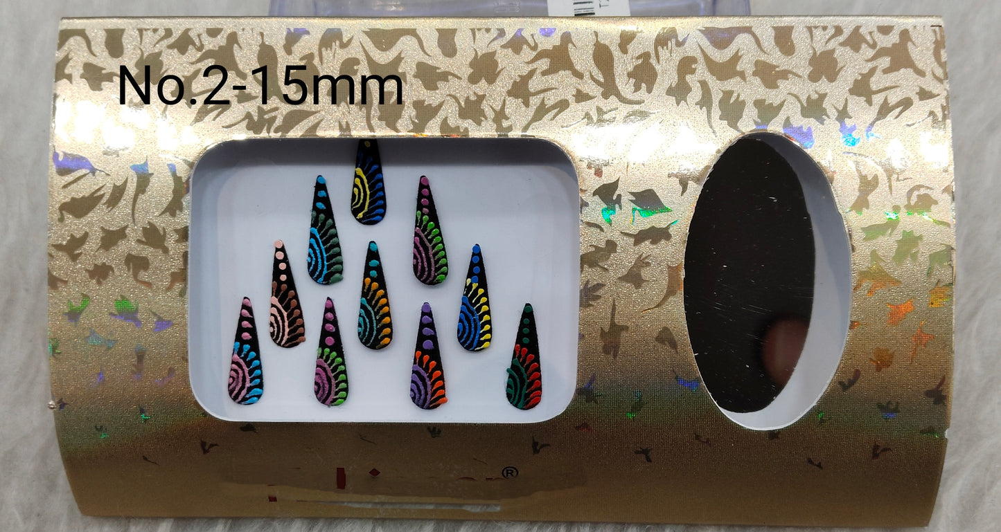 Indian Long Bindis Tattoo Sticker Multi Color Bollywood Card