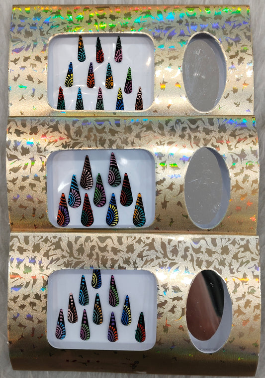 Indian Long Bindis Tattoo Sticker Multi Color Bollywood Card