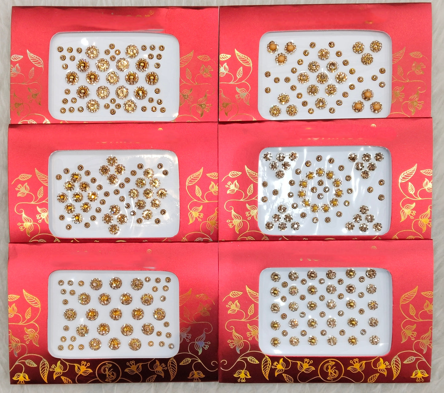 Indian Round Bindis Tattoo Sticker Gold Bollywood Card