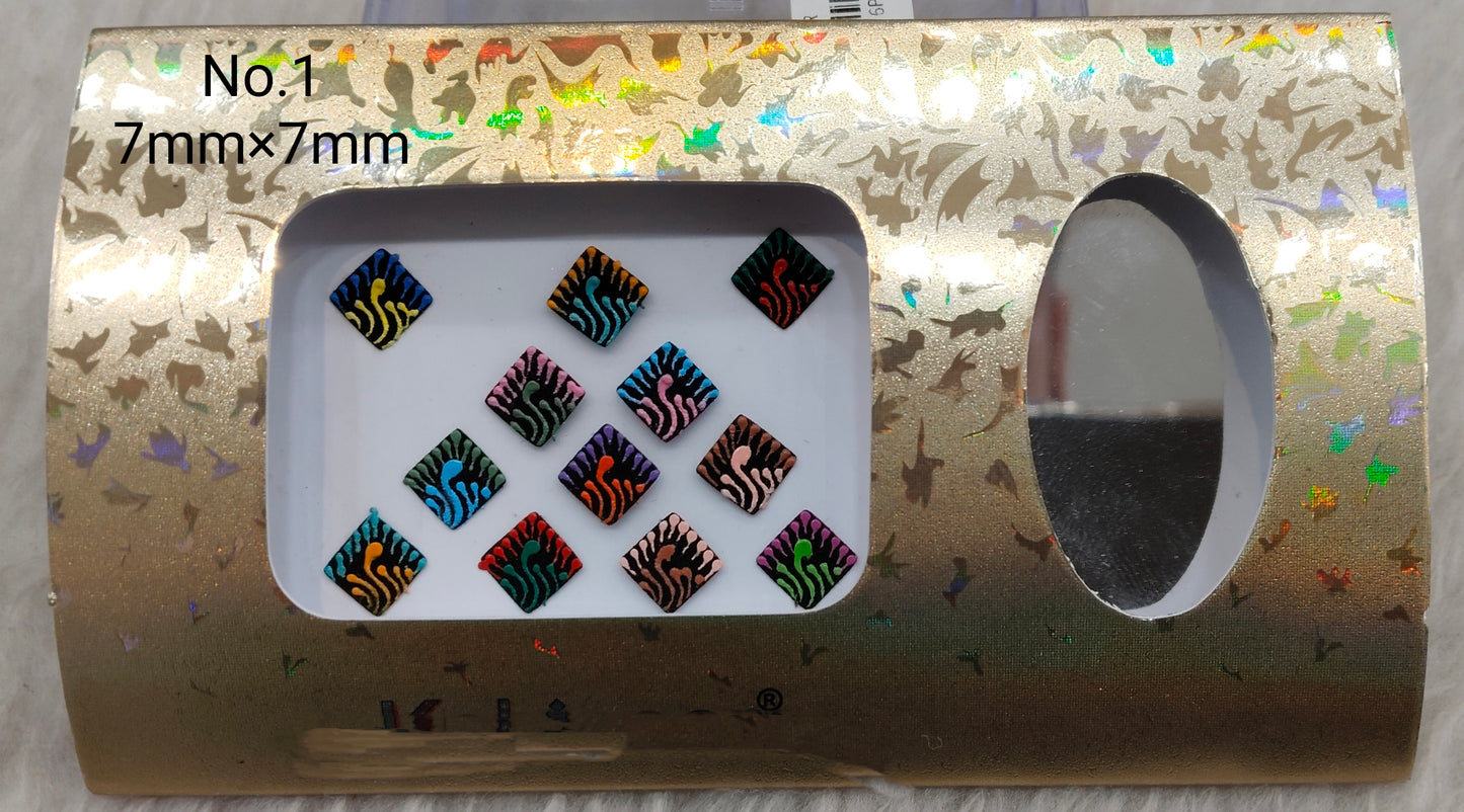 Indian square Bindis Tattoo Sticker Multi Color Bollywood Card