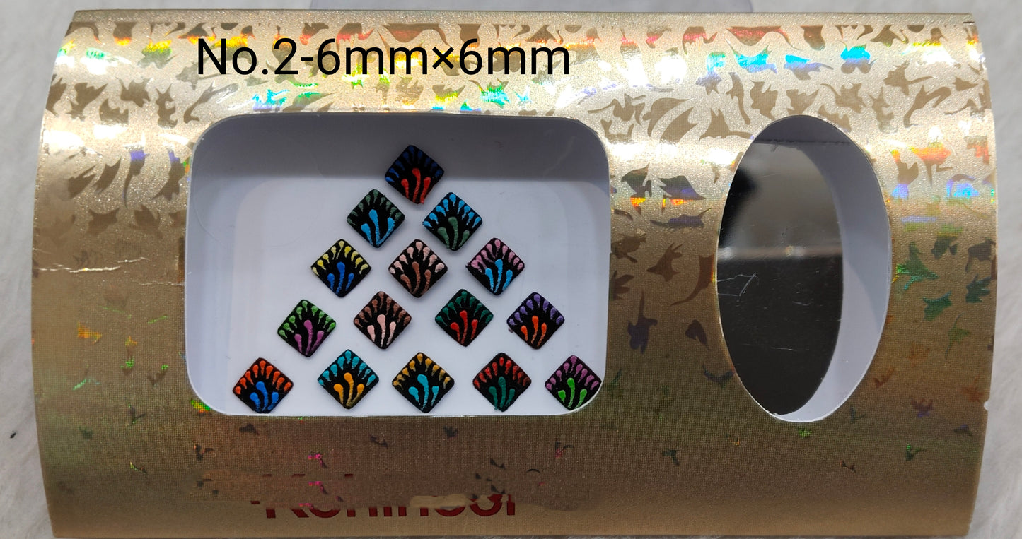 Indian square Bindis Tattoo Sticker Multi Color Bollywood Card