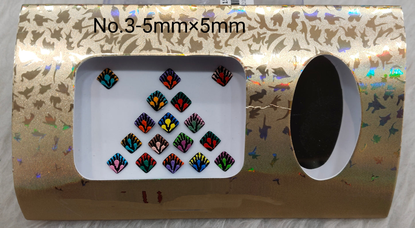Indian square Bindis Tattoo Sticker Multi Color Bollywood Card