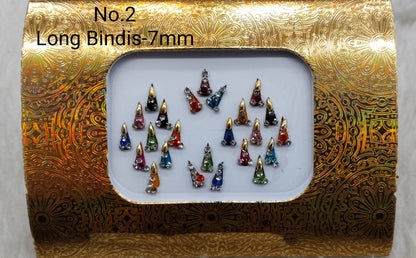 Indian Round And Long Bindis Tattoo Sticker Multi Color Bollywood Card