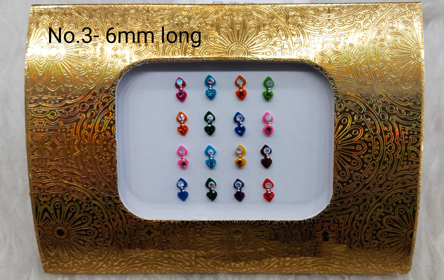 Indian Round And Long Bindis Tattoo Sticker Multi Color Bollywood Card