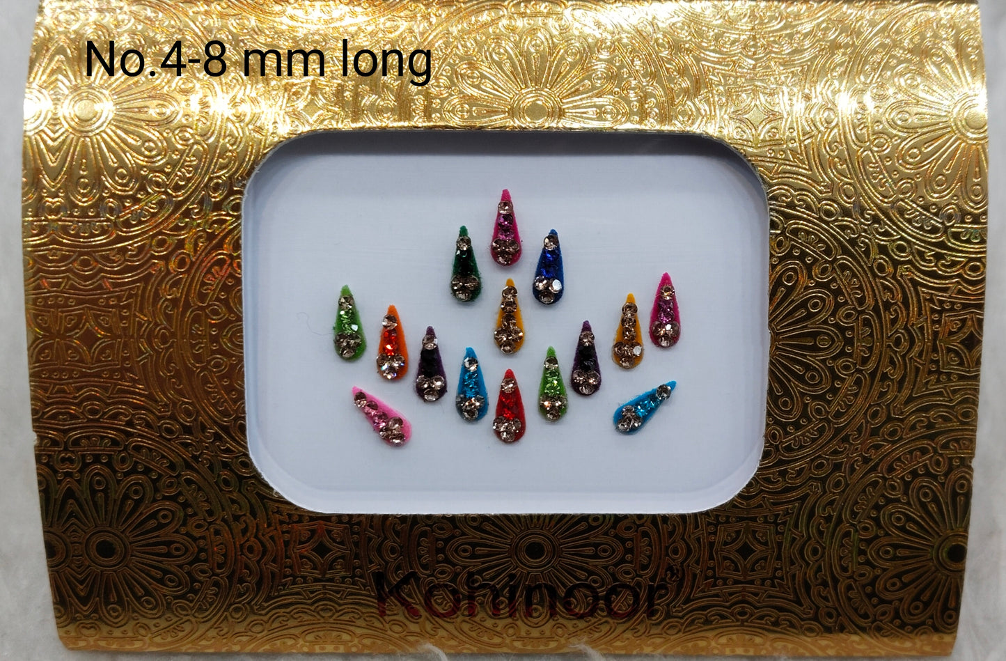 Indian Round And Long Bindis Tattoo Sticker Multi Color Bollywood Card