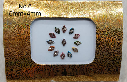 Indian Round And Long Bindis Tattoo Sticker Multi Color Bollywood Card