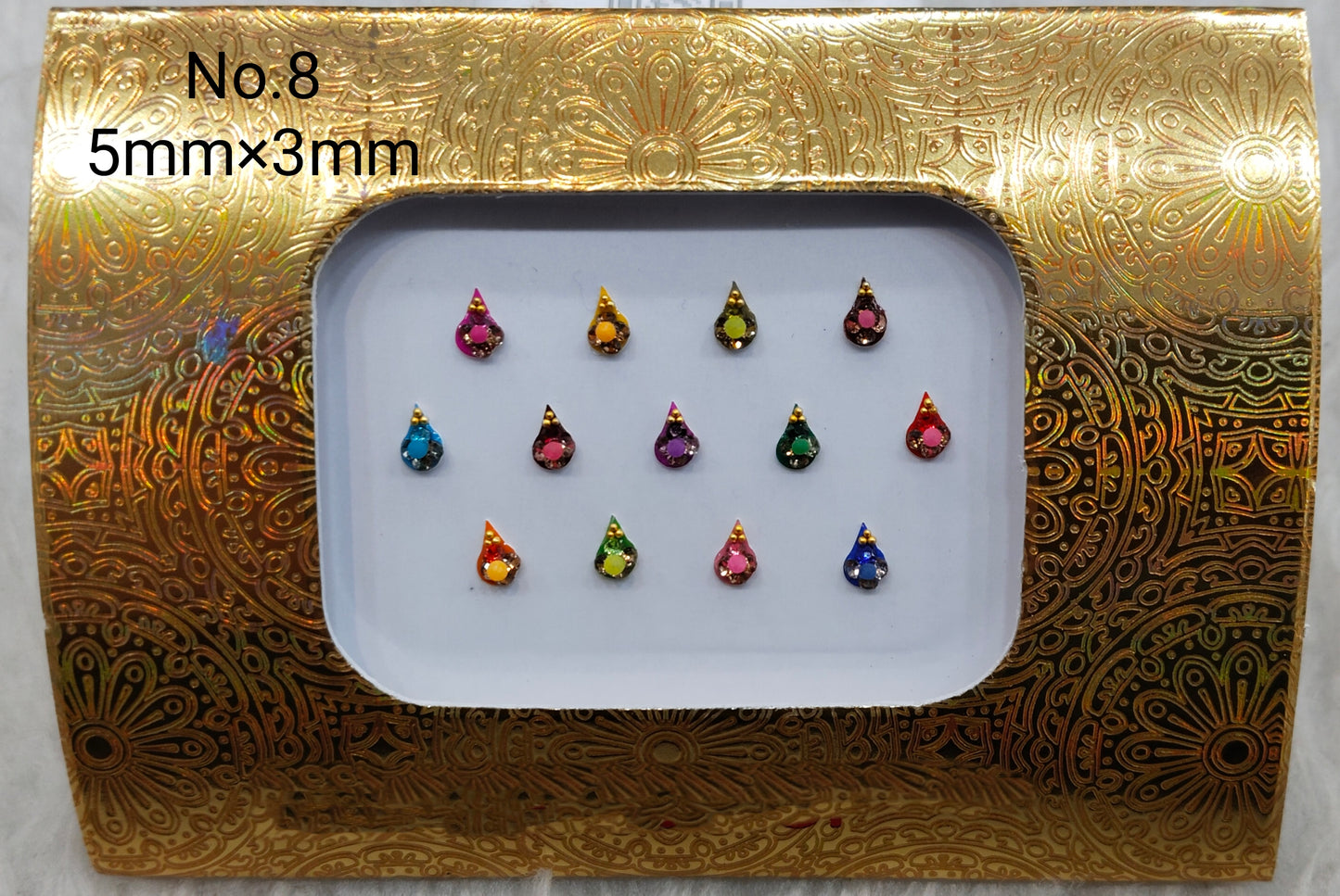 Indian Round And Long Bindis Tattoo Sticker Multi Color Bollywood Card