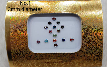 Indian Round And Long Bindis Tattoo Sticker Multi Color Bollywood Card