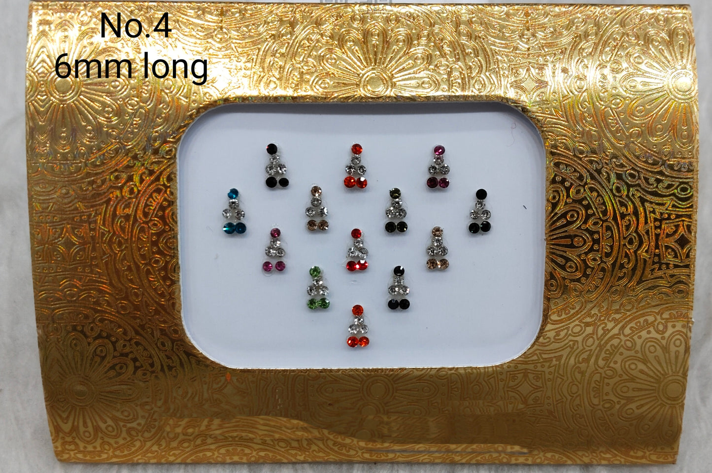 Indian Round And Long Bindis Tattoo Sticker Multi Color Bollywood Card