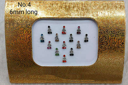 Indian Round And Long Bindis Tattoo Sticker Multi Color Bollywood Card