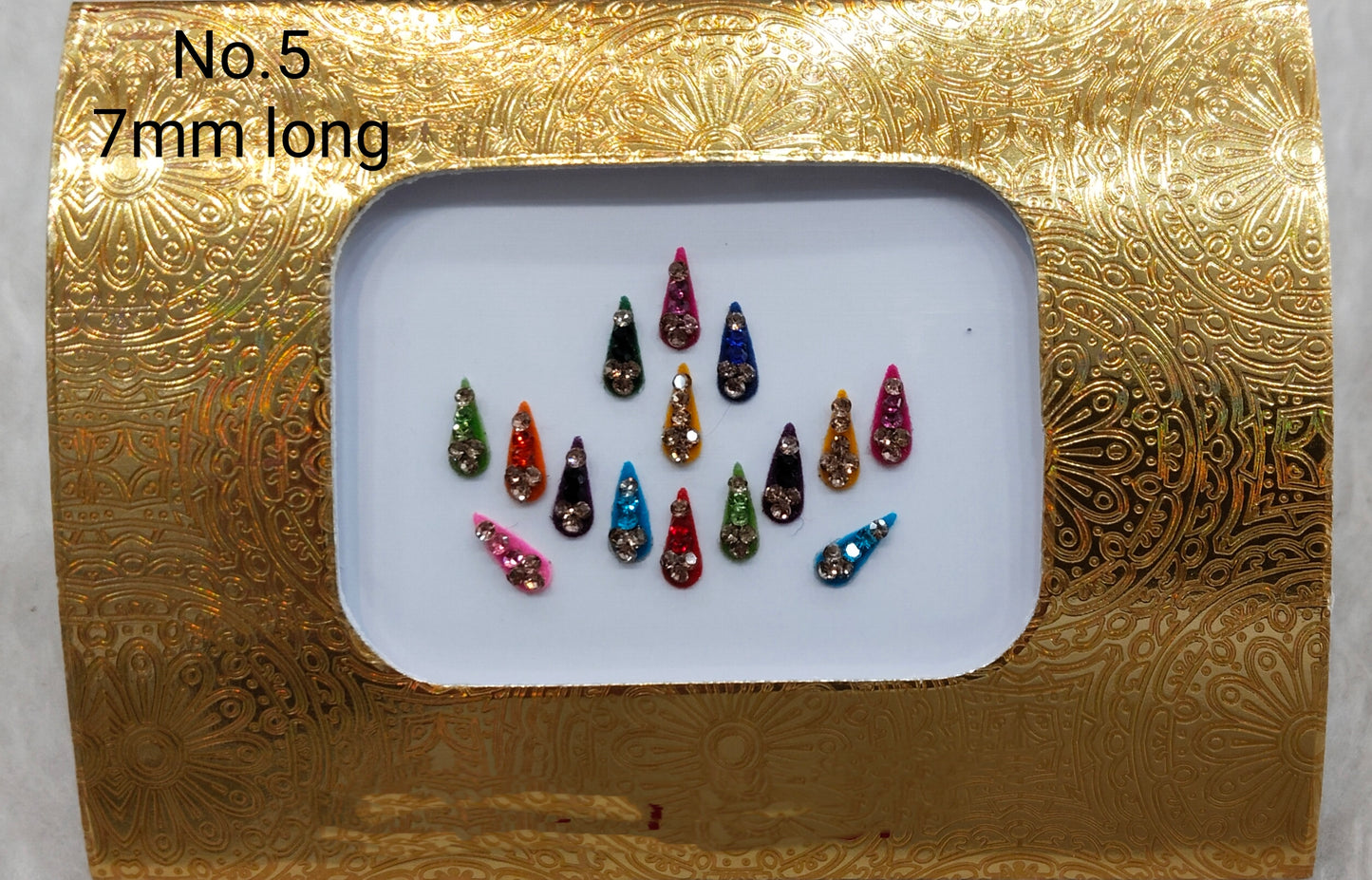 Indian Round And Long Bindis Tattoo Sticker Multi Color Bollywood Card