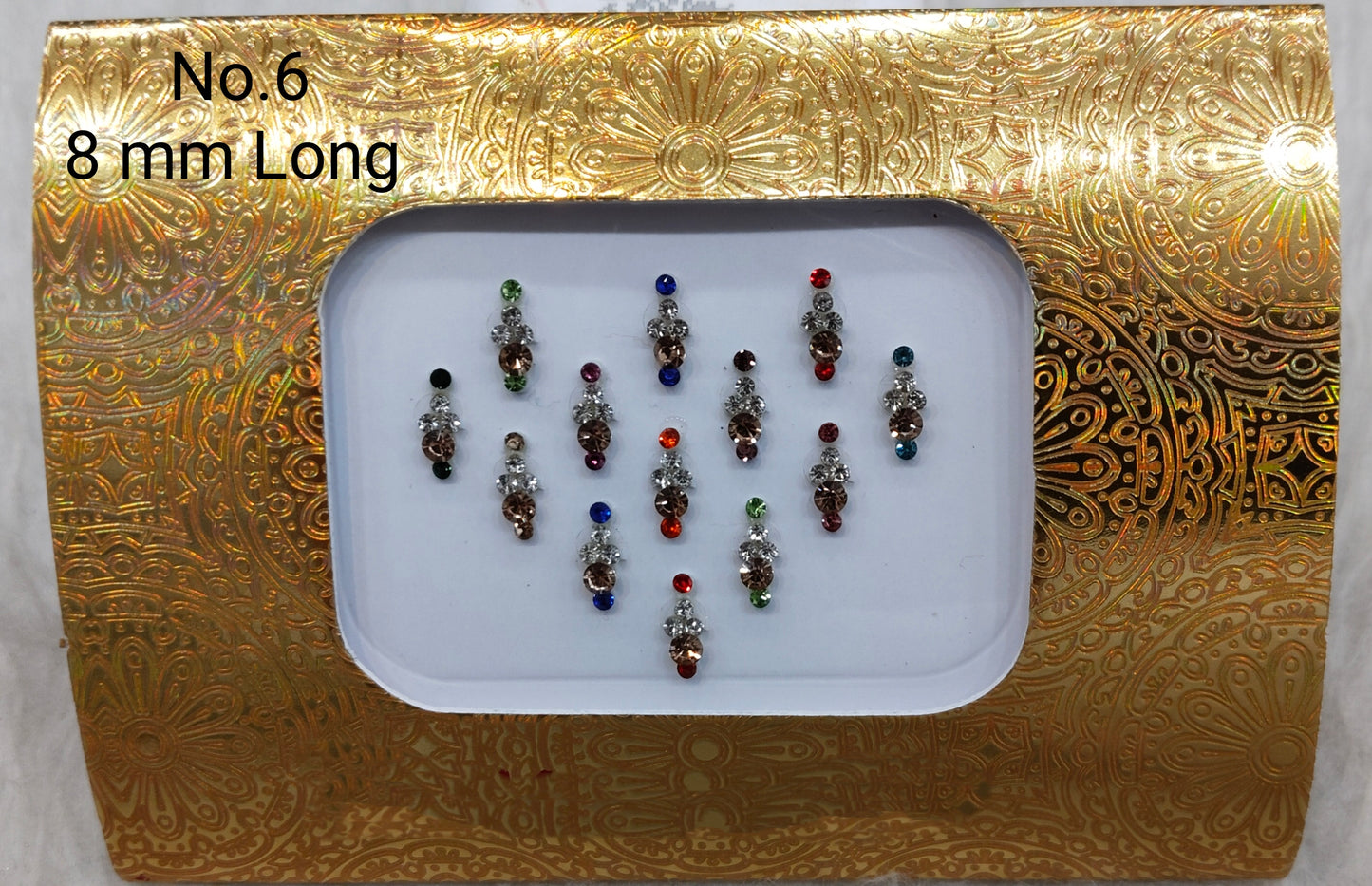 Indian Round And Long Bindis Tattoo Sticker Multi Color Bollywood Card