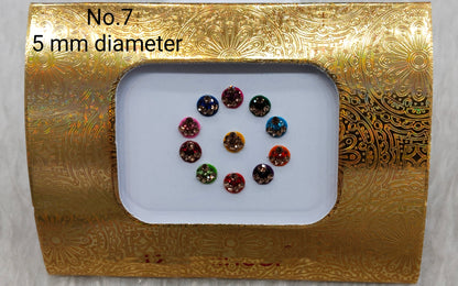 Indian Round And Long Bindis Tattoo Sticker Multi Color Bollywood Card