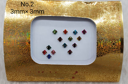 Indian Round And Long Bindis Tattoo Sticker Multi Color Bollywood Card