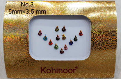 Indian Round And Long Bindis Tattoo Sticker Multi Color Bollywood Card