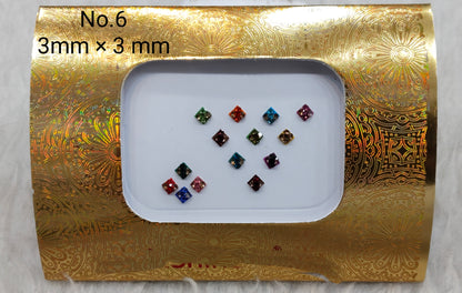 Indian Round And Long Bindis Tattoo Sticker Multi Color Bollywood Card