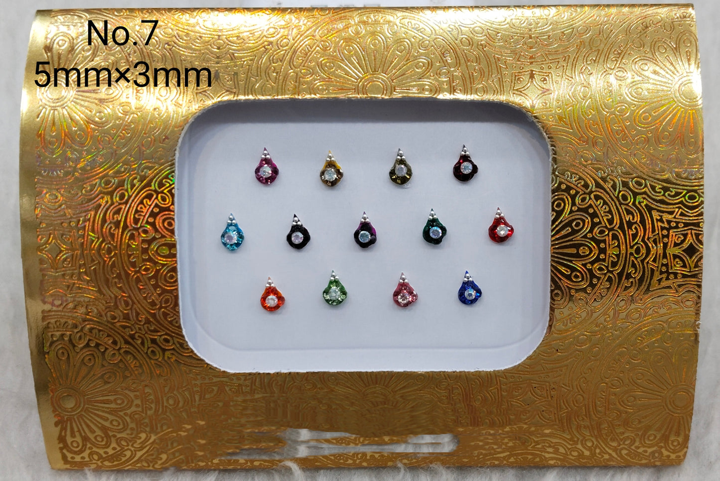 Indian Round And Long Bindis Tattoo Sticker Multi Color Bollywood Card