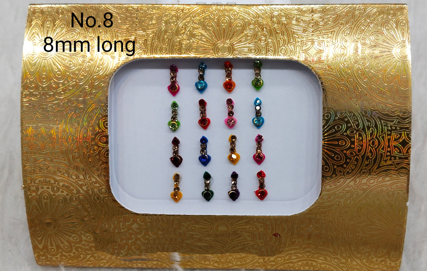 Indian Round And Long Bindis Tattoo Sticker Multi Color Bollywood Card