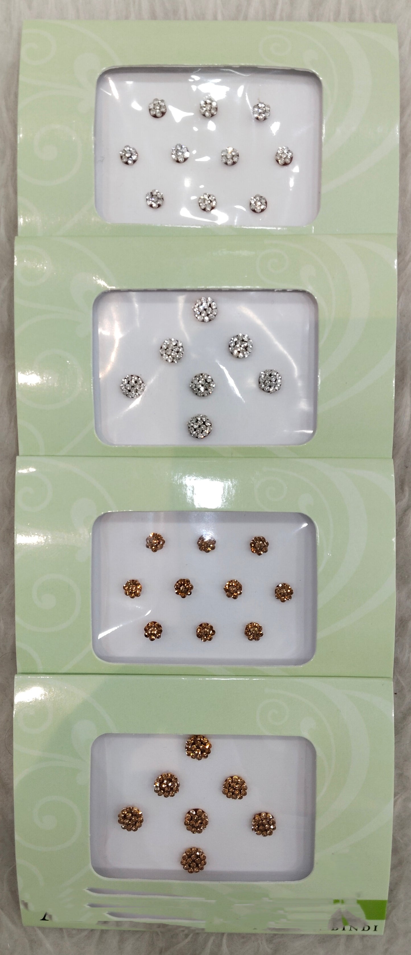Indian Round Bindis Tattoo Sticker Silver Gold Bollywood Card