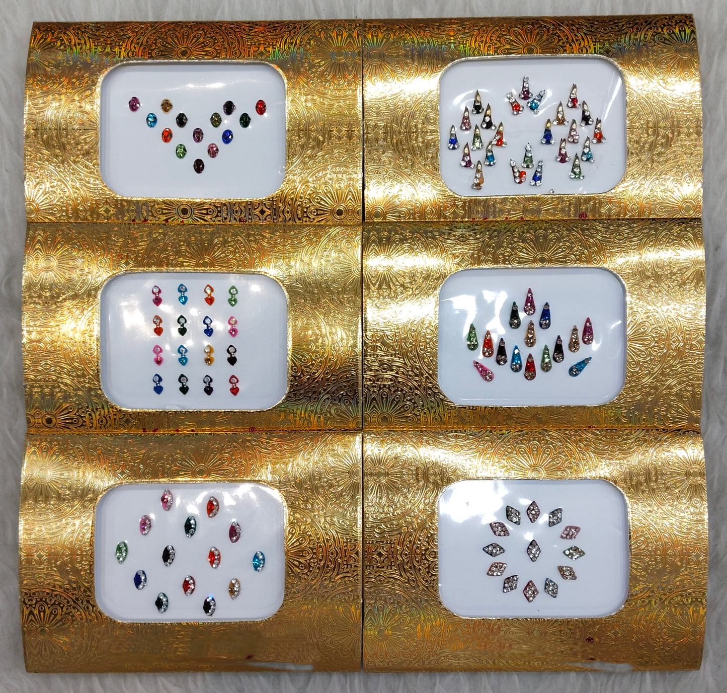 Indian Round And Long Bindis Tattoo Sticker Multi Color Bollywood Card