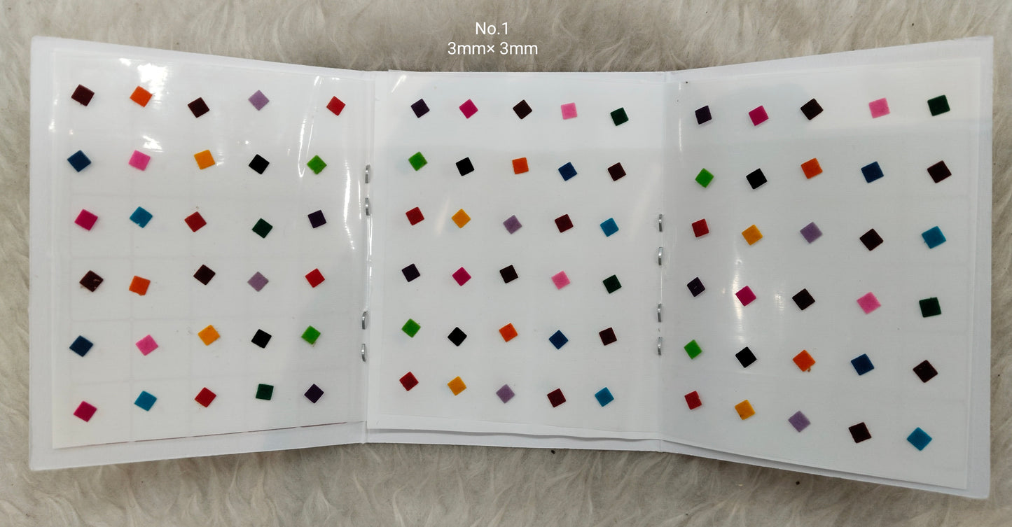 Indian square Bindis Tattoo Sticker Multi Color Bollywood Card