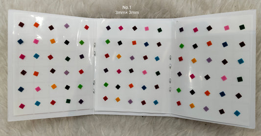 Indian square Bindis Tattoo Sticker Multi Color Bollywood Card