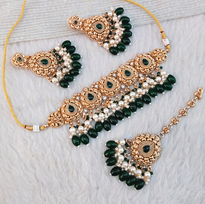 Green Gold Punjabi Choker Indian Jewellery Birpal set