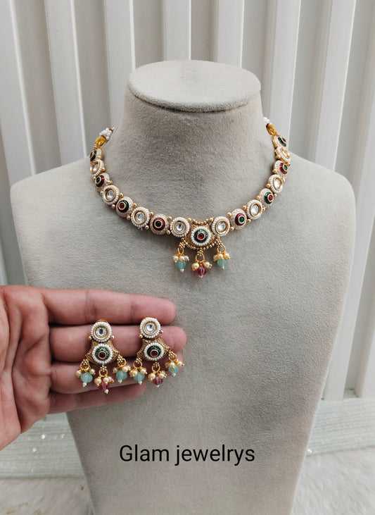 Lavender Antique Gold Necklace Indian Jewellery Rasha Set