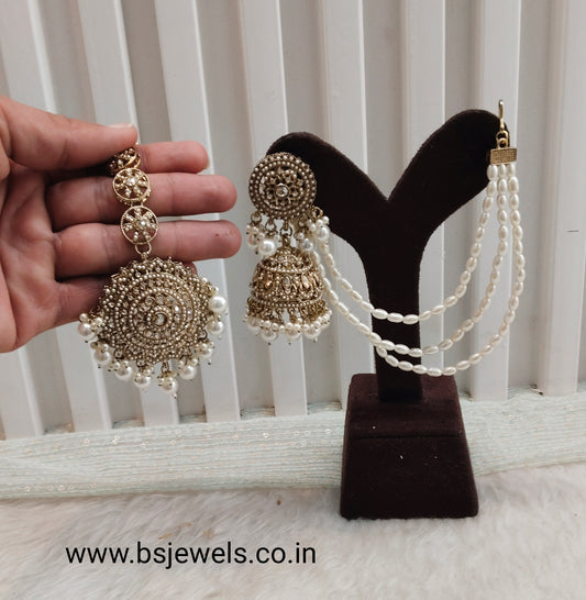 Antique Gold Indian Bahubali Style Bollywood Earrings