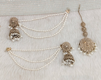 Antique Gold Indian Bahubali Style Bollywood Earrings