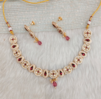 Ruby Gold Polki Necklace Indian Jewellery Rana Set