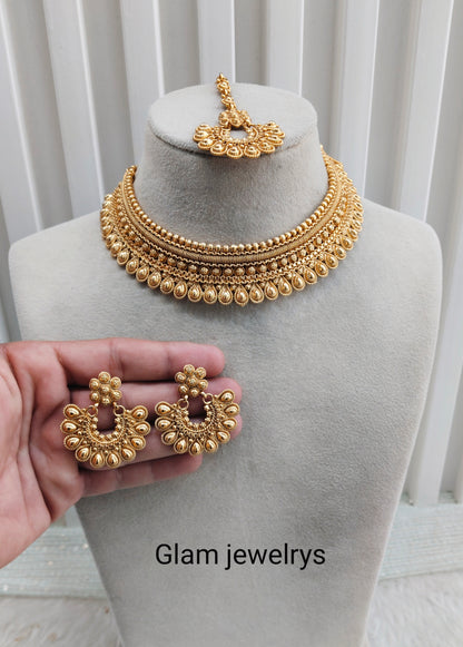 Gold Polki Necklace Indian Jewellery Rana Set